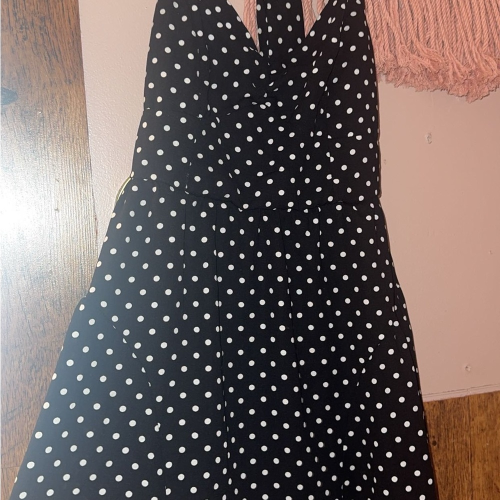 Chic Black and White Polka Dot Backless Dress